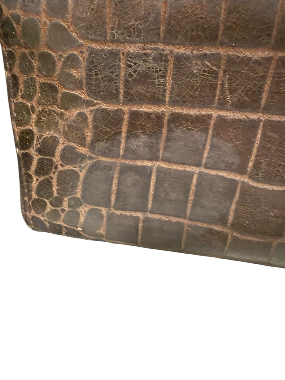Miu Miu Brown Croc Embossed Leather Zip Around Continental Wallet Italy - Picture 4 of 10